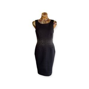 Calvin Klein black gem beaded cocktail party dress sleeveless Sz 6 small